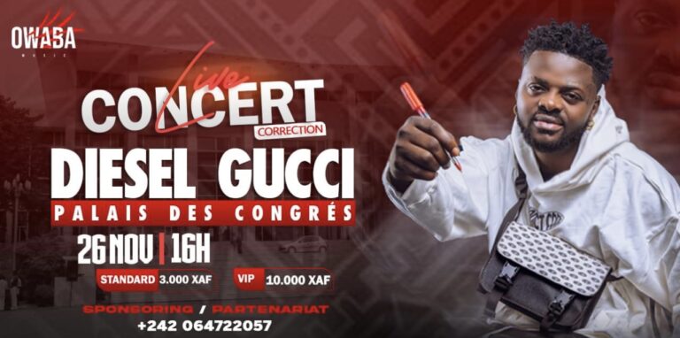 Diesel Gucci prestera en novembre au Palais des Congrès de Brazza !