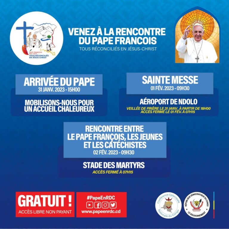 RDC : Le Pape François et son calendrier chargé à Kinshasa !