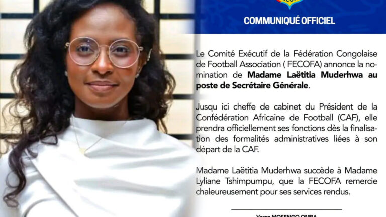 FECOFA : Laeticia Muderhwa nommée Secrétaire générale en remplacement de Lyliane Tshimpumpu